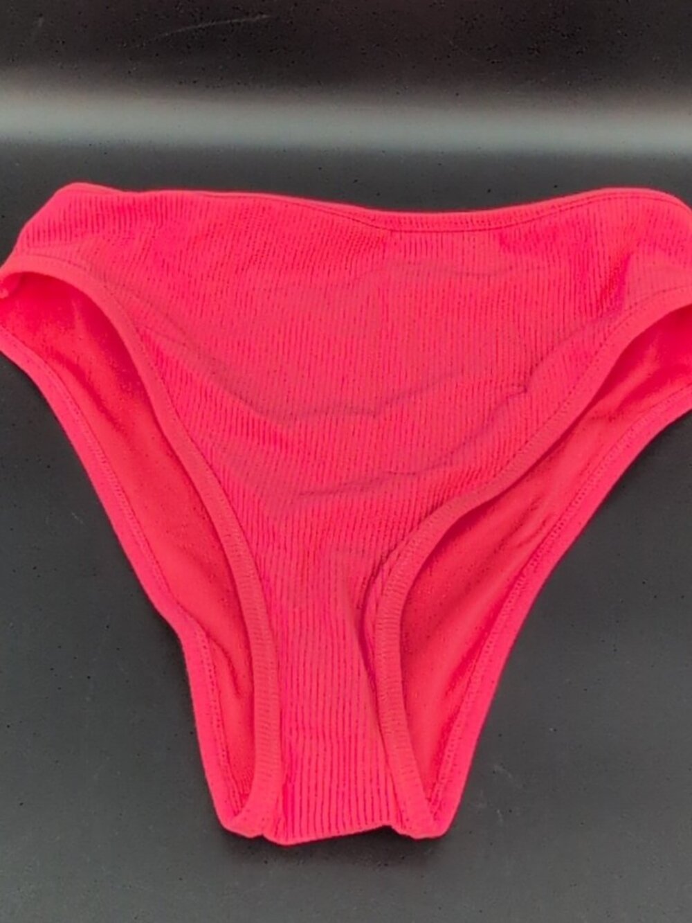 Victoria’s Secret Swim Ribbed High Waist Cheeky Bikini Bottom Bright Coral M NWT
